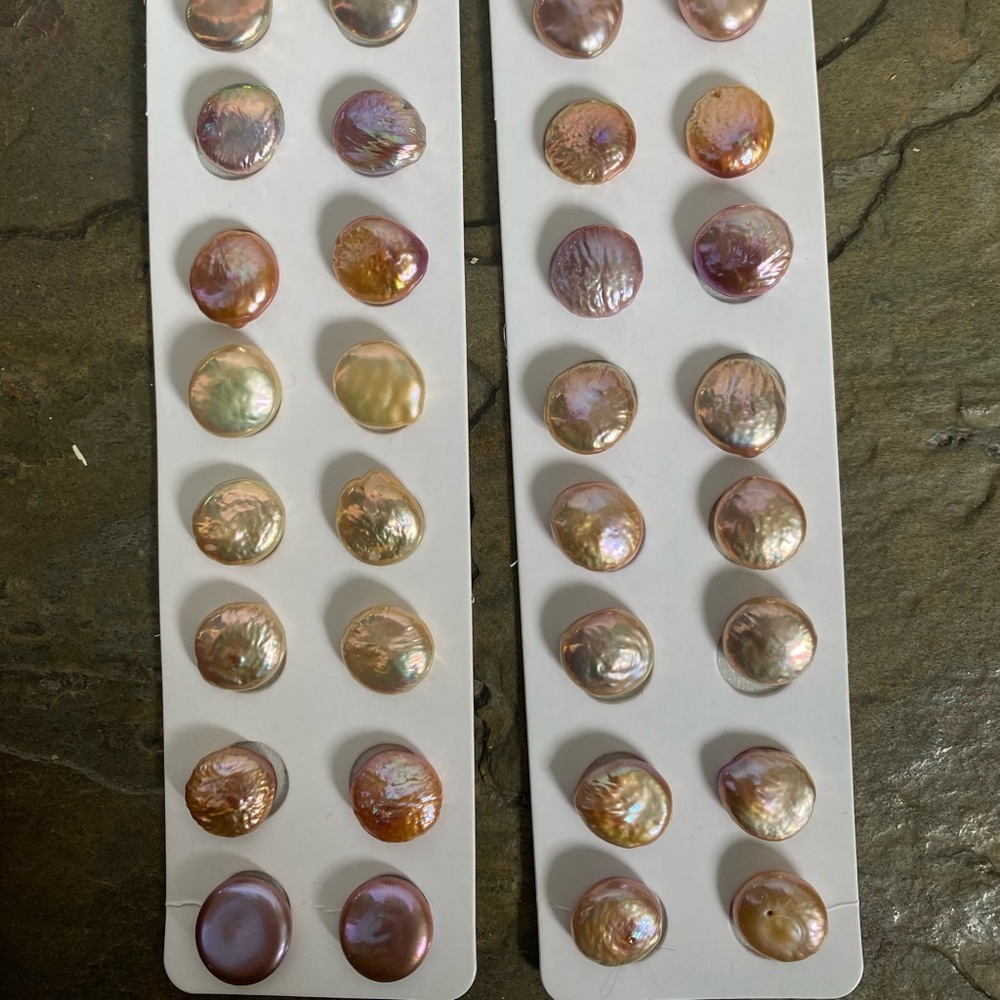 rare gold coin fresh water pearl earrings 14mm